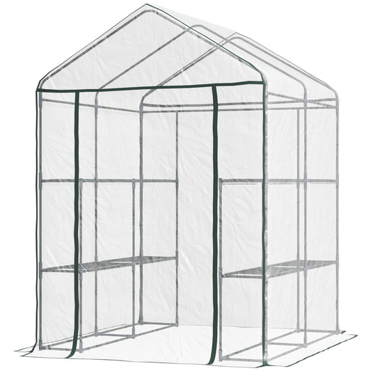 Outsunny Metal Frame Walk in Grow Herb Plant Portable Greenhouse Transparent 143 L x 143W x 195H cm