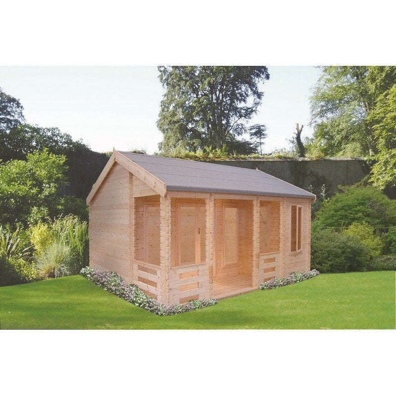 Shire Sherwood 18' x 19' 6" Reverse Apex Log Cabin - Premium 44mm Cladding Tongue & Groove