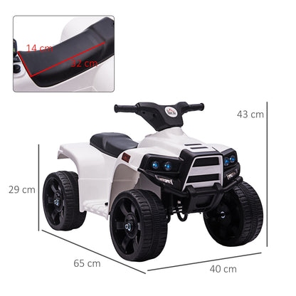 Homcom 6V Kids Electric Ride on Car ATV Toy Quad Bike With Headlights for Toddlers 18-36 months White