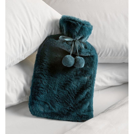 Hamilton McBride Green Blue Rabbit Fur Hot Water Bottle