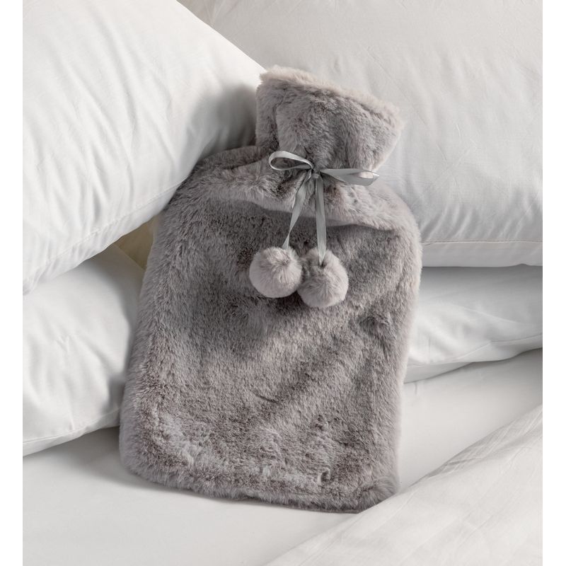 Hamilton McBride Grey Rabbit Fur Hot Water Bottle