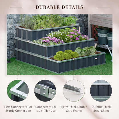 Outsunny 118cm x 118cm x 62cm 3 Tier Raised Garden Bed