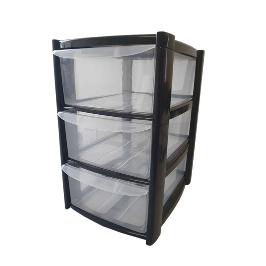 Black 3 Drawer Mini Tower