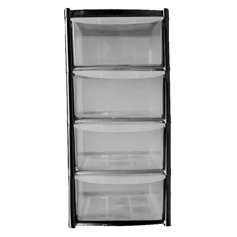 Plastic Storage Unit 4 Drawers 19 Litres - Clear & Black by Premier