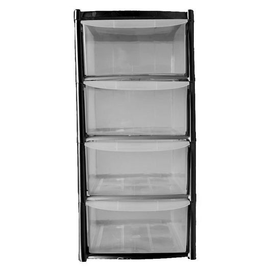 Plastic Storage Unit 4 Drawers 19 Litres - Clear & Black by Premier