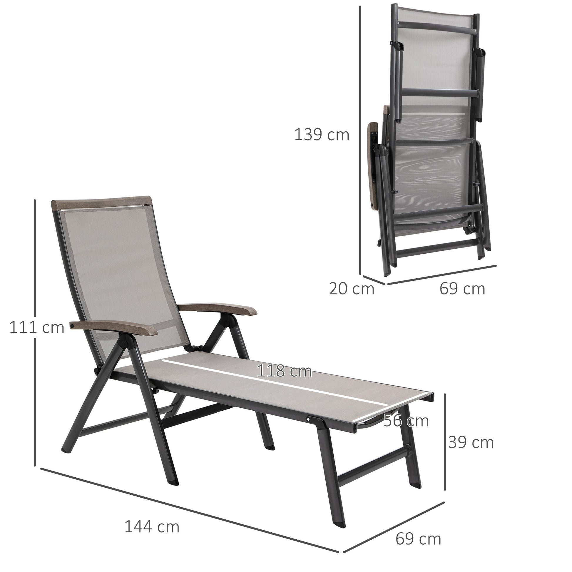 Outsunny Outdoor Folding Sun Lounger