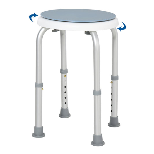 Homcom Aluminium 360°Swivel Shower Stool  Blue & White