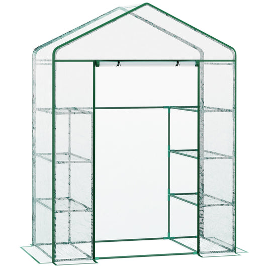 Outsunny Metal Frame Walk in Grow Herb Plant Portable Greenhouse Transparent 143 L x 73W x 195H cm