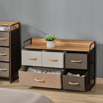 Homcom Drawers Storage Tower Dresser with Wood Top