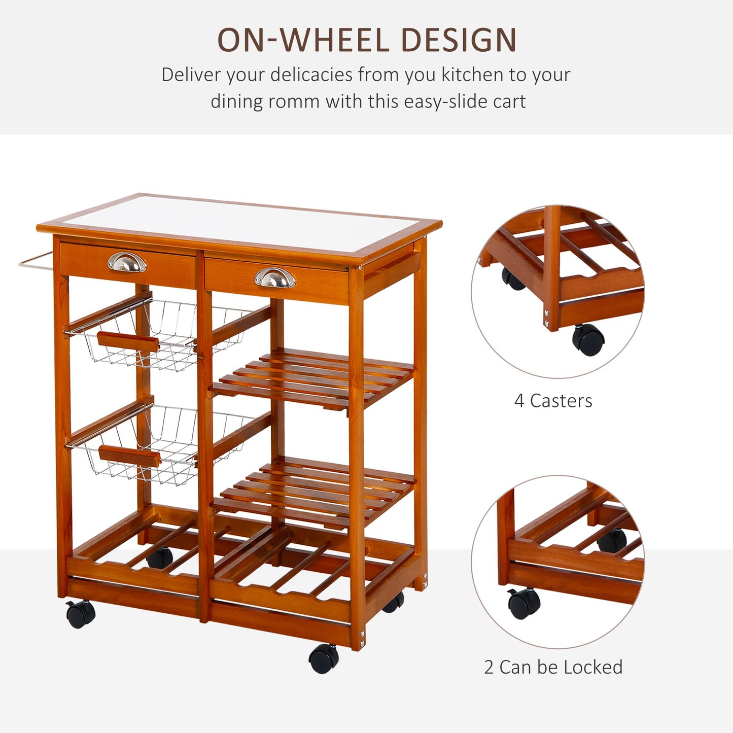 Homcom Rolling Kitchen Cart