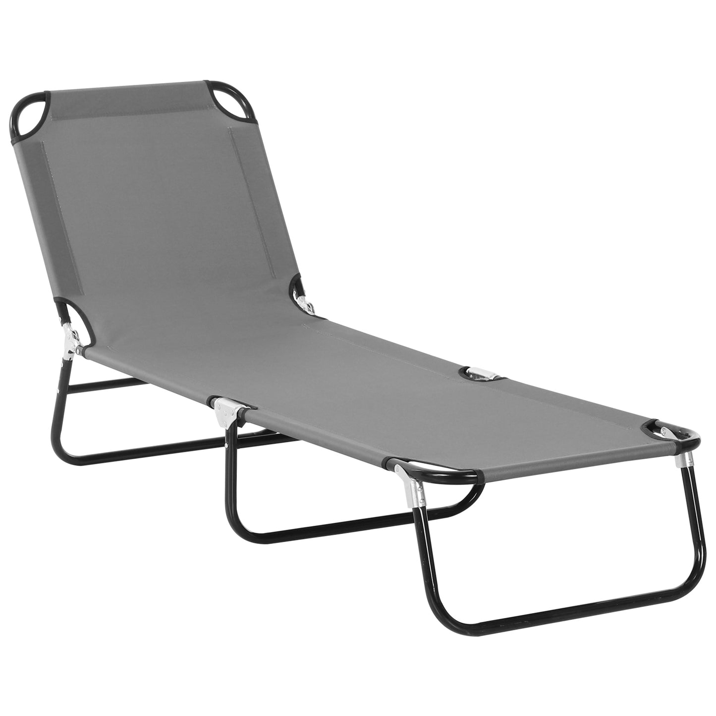 Outsunny Portable Folding Sun Lounger With 5-Position Adjustable Backrest Relaxer Recliner with Lightweight Frame Great for Pool or Sun Bathing Grey