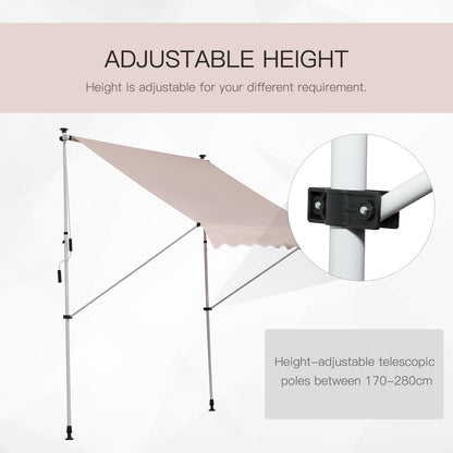 Outsunny 2x1.5m Adjustable Outdoor Aluminium Frame Awning Beige