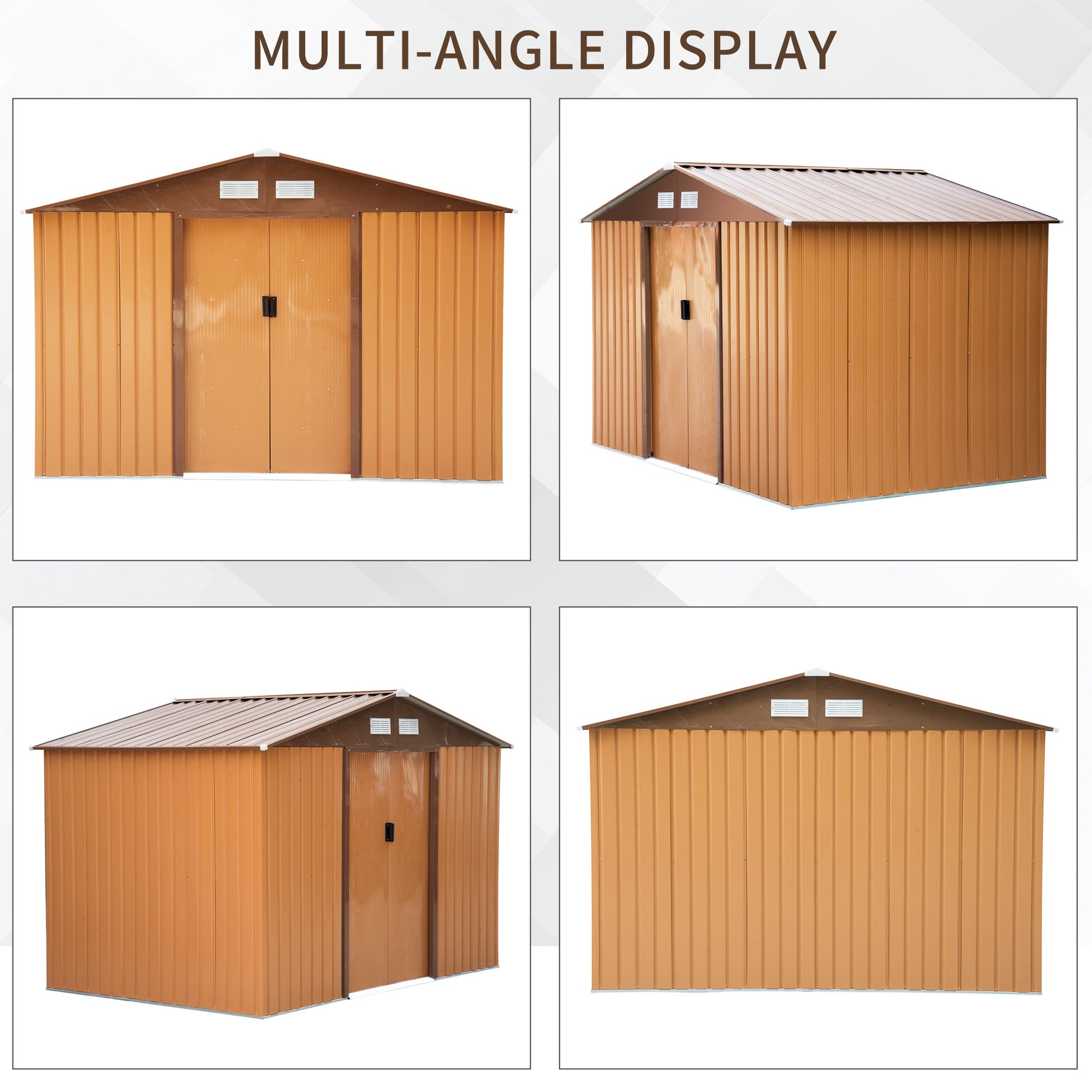 Galvanised 9 x 6' Sliding Double Door Apex Garden Shed With Ventilation Steel Light Brown by Steadfast