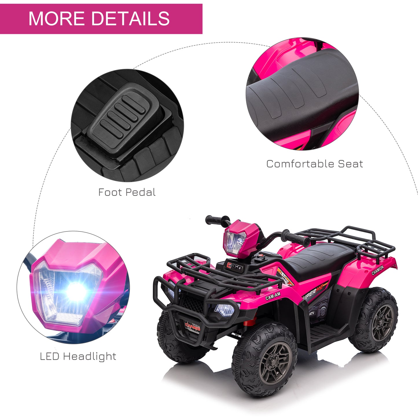 Homcom 12V Kids Quad Bike with Forward Reverse Functions