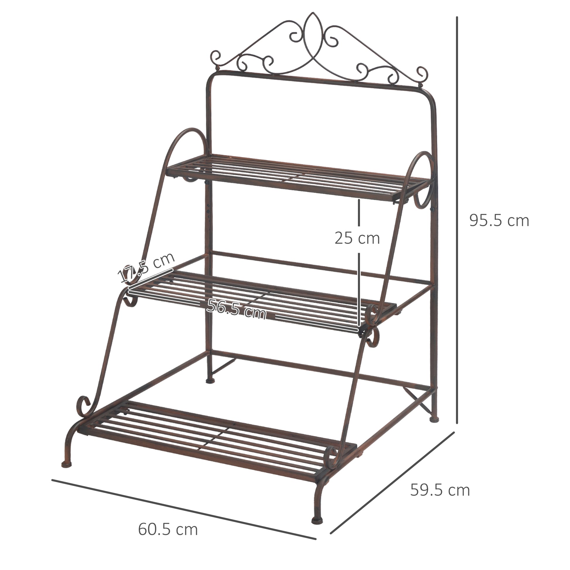 Outsunny 3 Tier Stair Style Metal Plant Stand