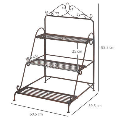 Outsunny 3 Tier Stair Style Metal Plant Stand