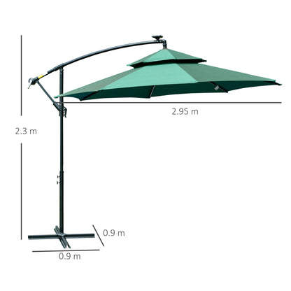 Outsunny 3(m) Cantilever Banana Parasol Hanging Umbrella with Double Roof