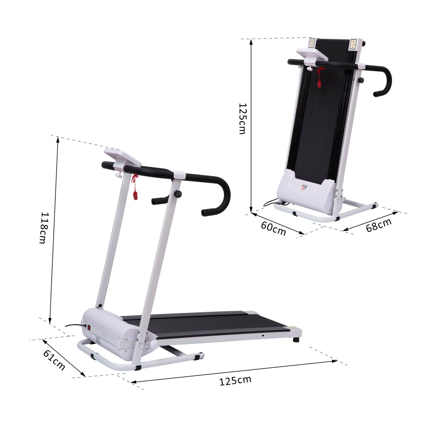 Homcom Steel Folding Motorized Home Treadmill w/ LCD Monitor White