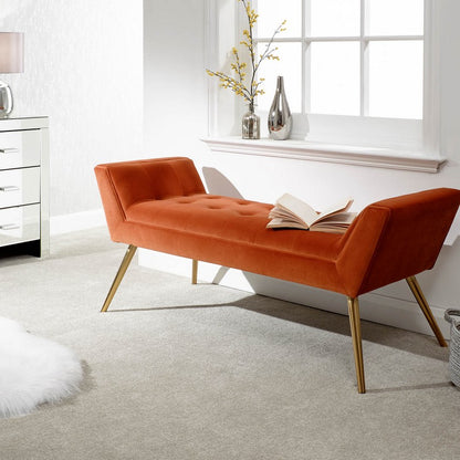 Turin Window Seat Metal & Fabric Orange