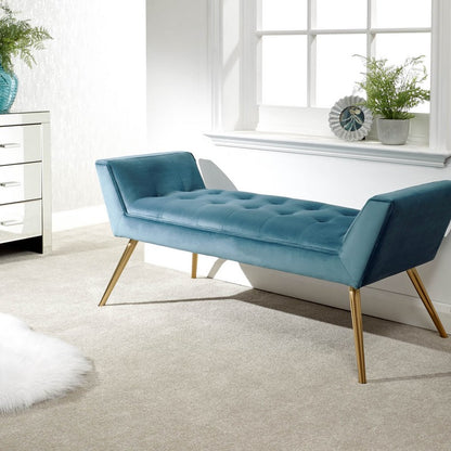 Turin Window Seat Metal & Fabric Blue