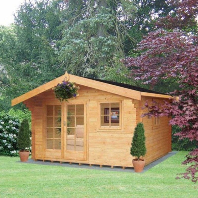 Shire Tunstall 9' 9" x 7' 10" Apex Log Cabin - Premium 44mm Cladding Tongue & Groove