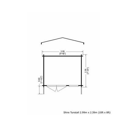 Shire Tunstall 9' 9" x 7' 10" Apex Log Cabin - Premium 34mm Cladding Tongue & Groove