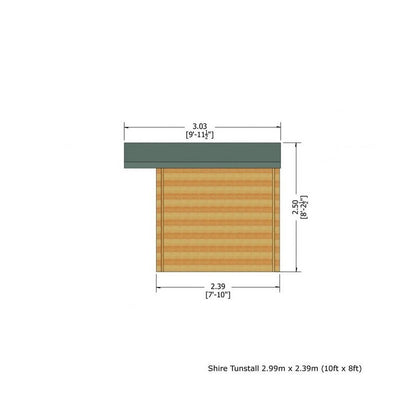 Shire Tunstall 9' 9" x 7' 10" Apex Log Cabin - Premium 70mm Cladding Tongue & Groove