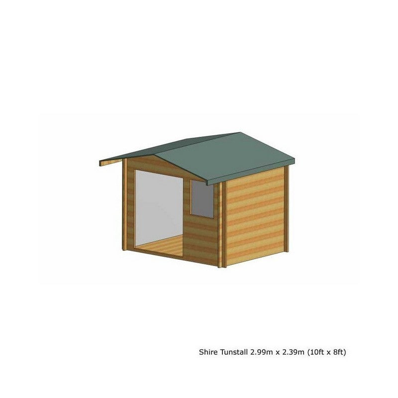 Shire Tunstall 9' 9" x 7' 10" Apex Log Cabin - Premium 44mm Cladding Tongue & Groove