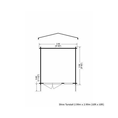 Shire Tunstall 9' 9" x 9' 9" Apex Log Cabin - Premium 34mm Cladding Tongue & Groove