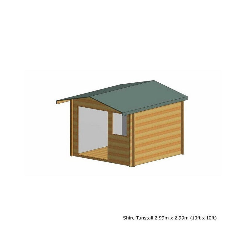 Shire Tunstall 9' 9" x 9' 9" Apex Log Cabin - Premium 70mm Cladding Tongue & Groove