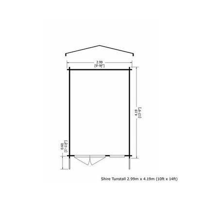 Shire Tunstall 9' 9" x 13' 8" Apex Log Cabin - Premium 34mm Cladding Tongue & Groove