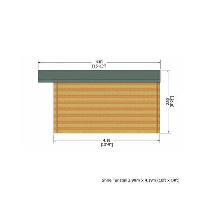 Shire Tunstall 9' 9" x 13' 8" Apex Log Cabin - Premium 44mm Cladding Tongue & Groove