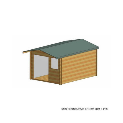 Shire Tunstall 9' 9" x 13' 8" Apex Log Cabin - Premium 70mm Cladding Tongue & Groove