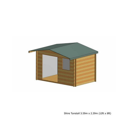 Shire Tunstall 11' 9" x 7' 10" Apex Log Cabin - Premium 34mm Cladding Tongue & Groove