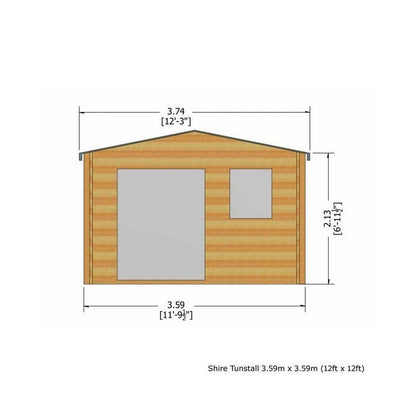 Shire Tunstall 11' 9" x 11' 9" Apex Log Cabin - Premium 44mm Cladding Tongue & Groove