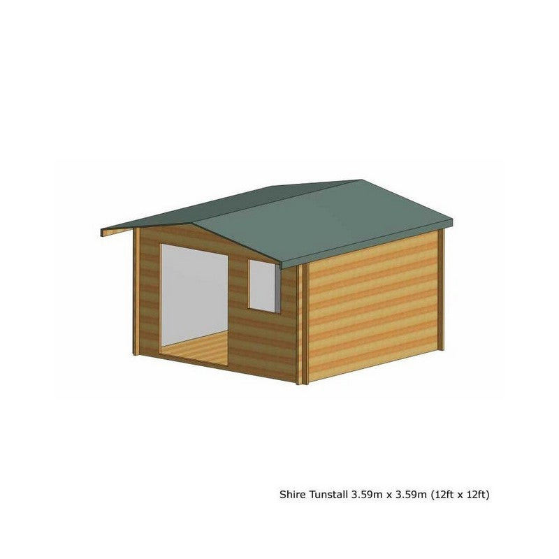 Shire Tunstall 11' 9" x 11' 9" Apex Log Cabin - Premium 44mm Cladding Tongue & Groove