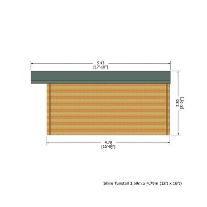 Shire Tunstall 11' 9" x 15' 8" Apex Log Cabin - Premium 28mm Cladding Tongue & Groove