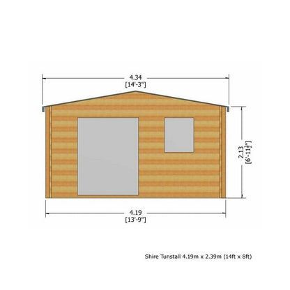 Shire Tunstall 13' 8" x 7' 10" Apex Log Cabin - Premium 28mm Cladding Tongue & Groove