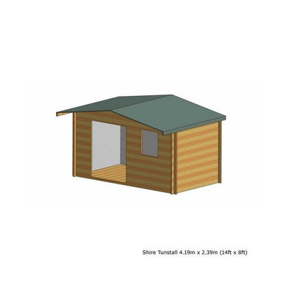 Shire Tunstall 13' 8" x 7' 10" Apex Log Cabin - Premium 34mm Cladding Tongue & Groove