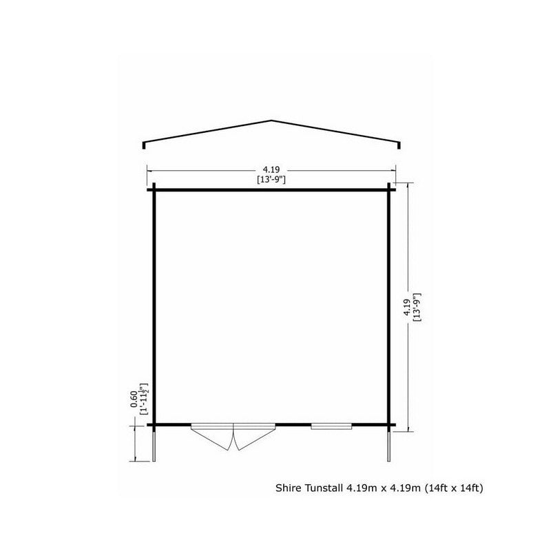 Shire Tunstall 13' 8" x 13' 8" Apex Log Cabin - Premium 70mm Cladding Tongue & Groove