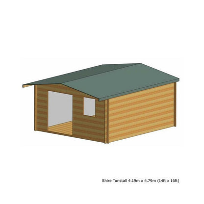 Shire Tunstall 13' 8" x 15' 8" Apex Log Cabin - Premium 28mm Cladding Tongue & Groove