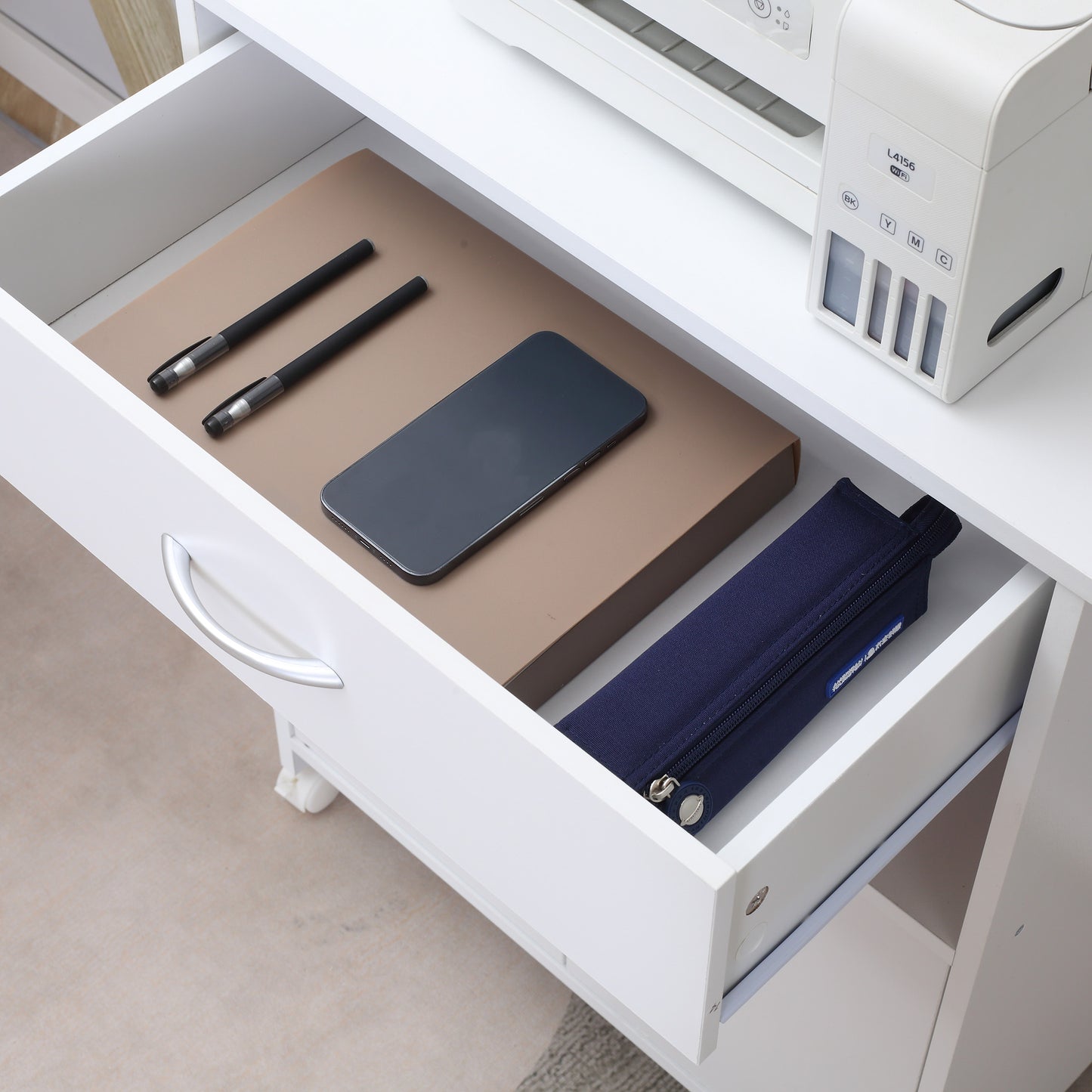 Vinsetto Printer Stand Mobile Printer Cabinet with Storage