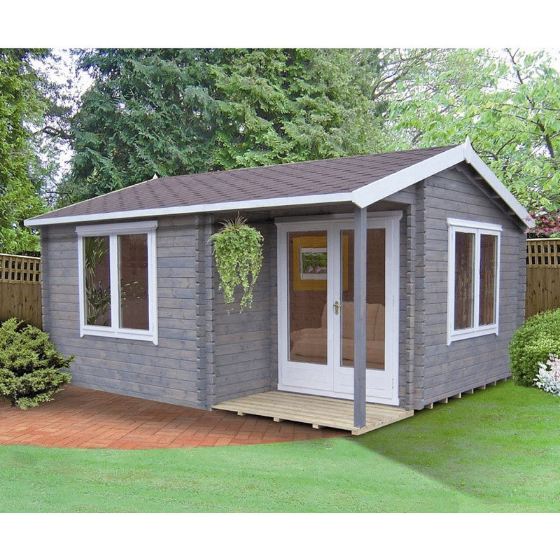 Shire Twyford 11' 9" x 12' 9" Reverse Apex Log Cabin - Premium 34mm Cladding Tongue & Groove