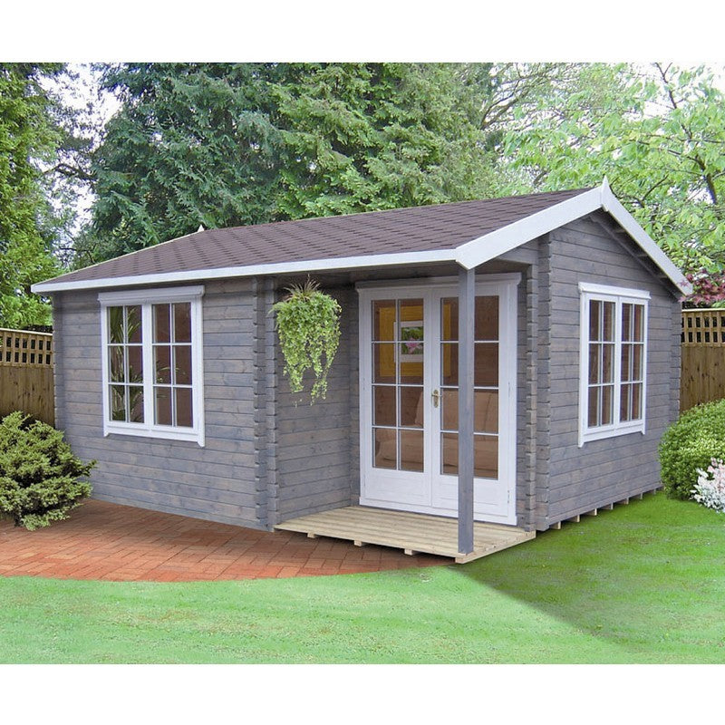 Shire Twyford 11' 9" x 12' 9" Reverse Apex Log Cabin - Premium 70mm Cladding Tongue & Groove