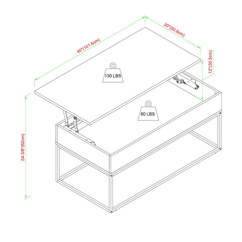 Lift Top Coffee Table Brown 1 Door