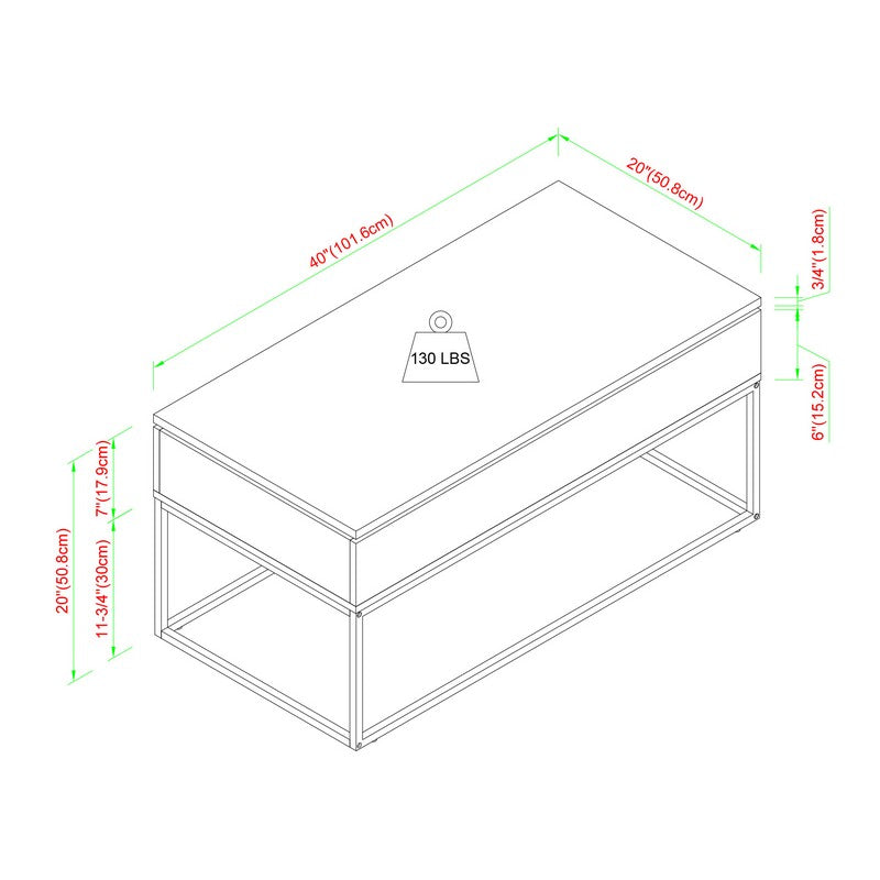 Lift Top Coffee Table Brown 1 Door