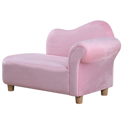 Homcom Kids Velvet-Like Chaise Lounge  Pink