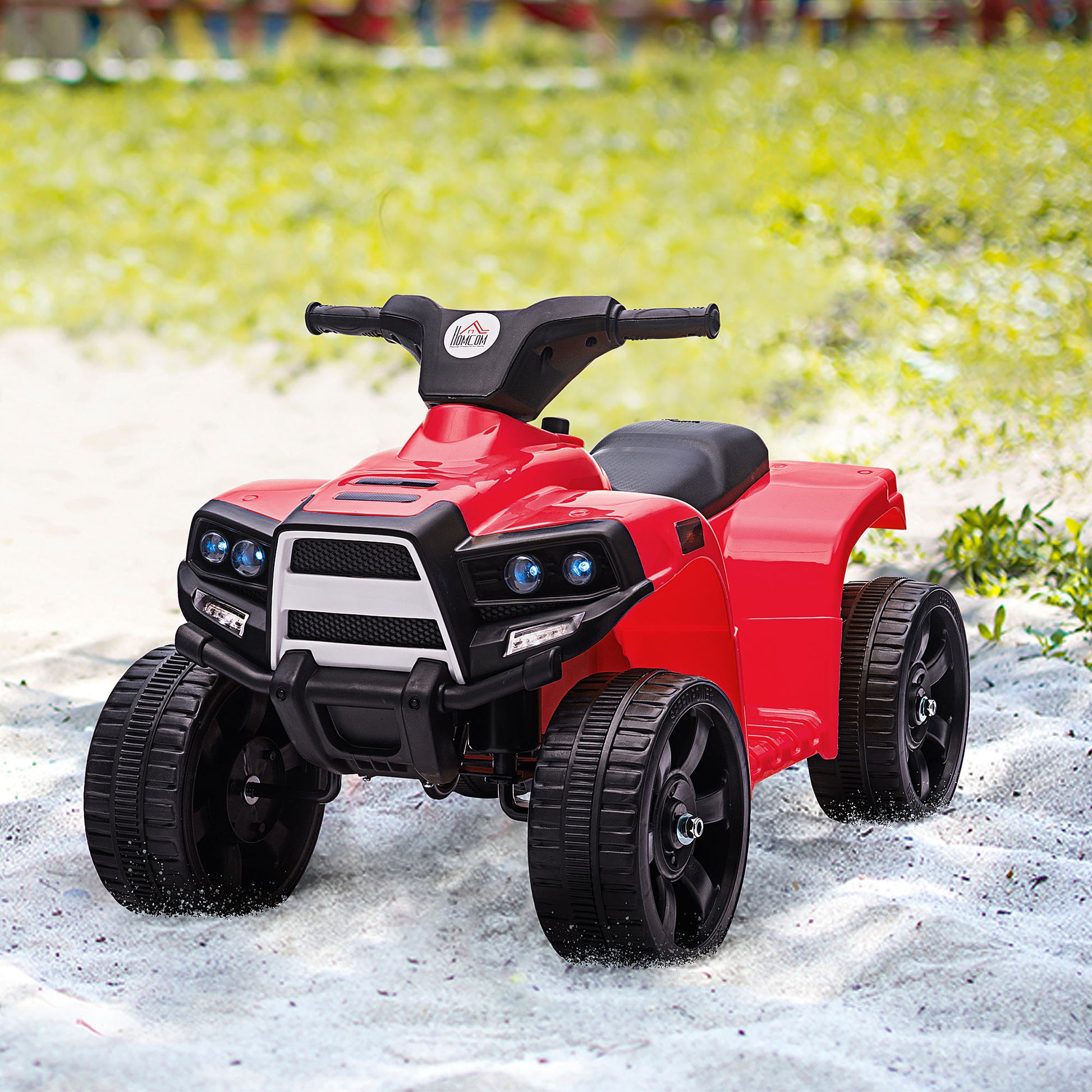 Homcom 6V Kids Electric Ride on Car ATV Toy Quad Bike With Headlights for Toddlers 18-36 months Red