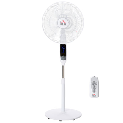 15" Oscillating Three Speed Adjustable Height Pedestal Fan With Remote White by Homcom