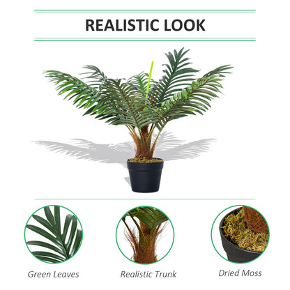 Outsunny Artificial Palm Plant Realistic Fake Tree Potted Home Office Décor 60cm